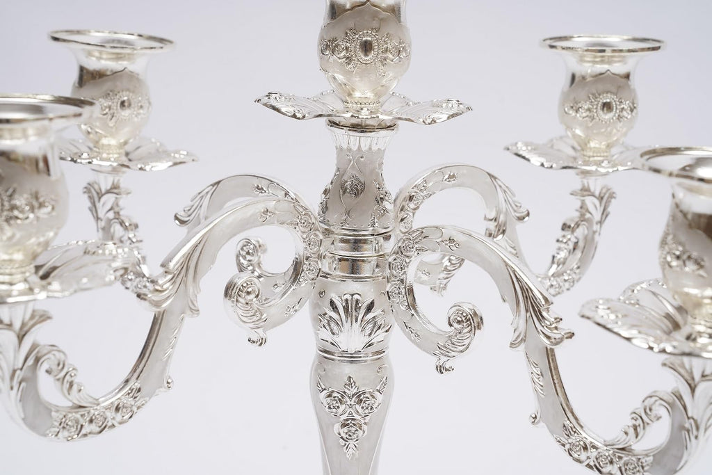 5 Arm Metal Palace Candelabra,14.5 Inch Vintage Candle Holder for Tables,Tall Candelabra Candle Standarty Events(not