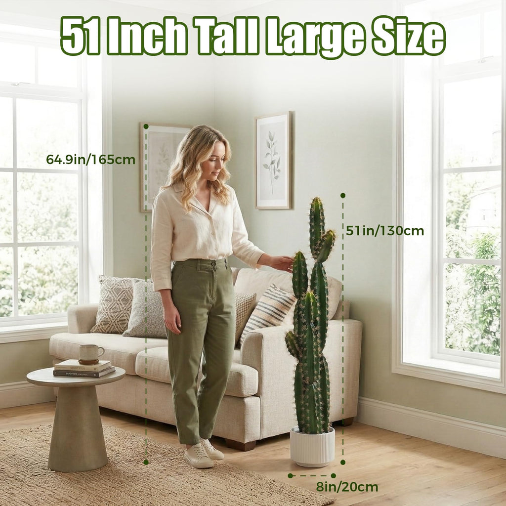 51 Inch Large Artificial Cactus for Indoor Outdoor Decor