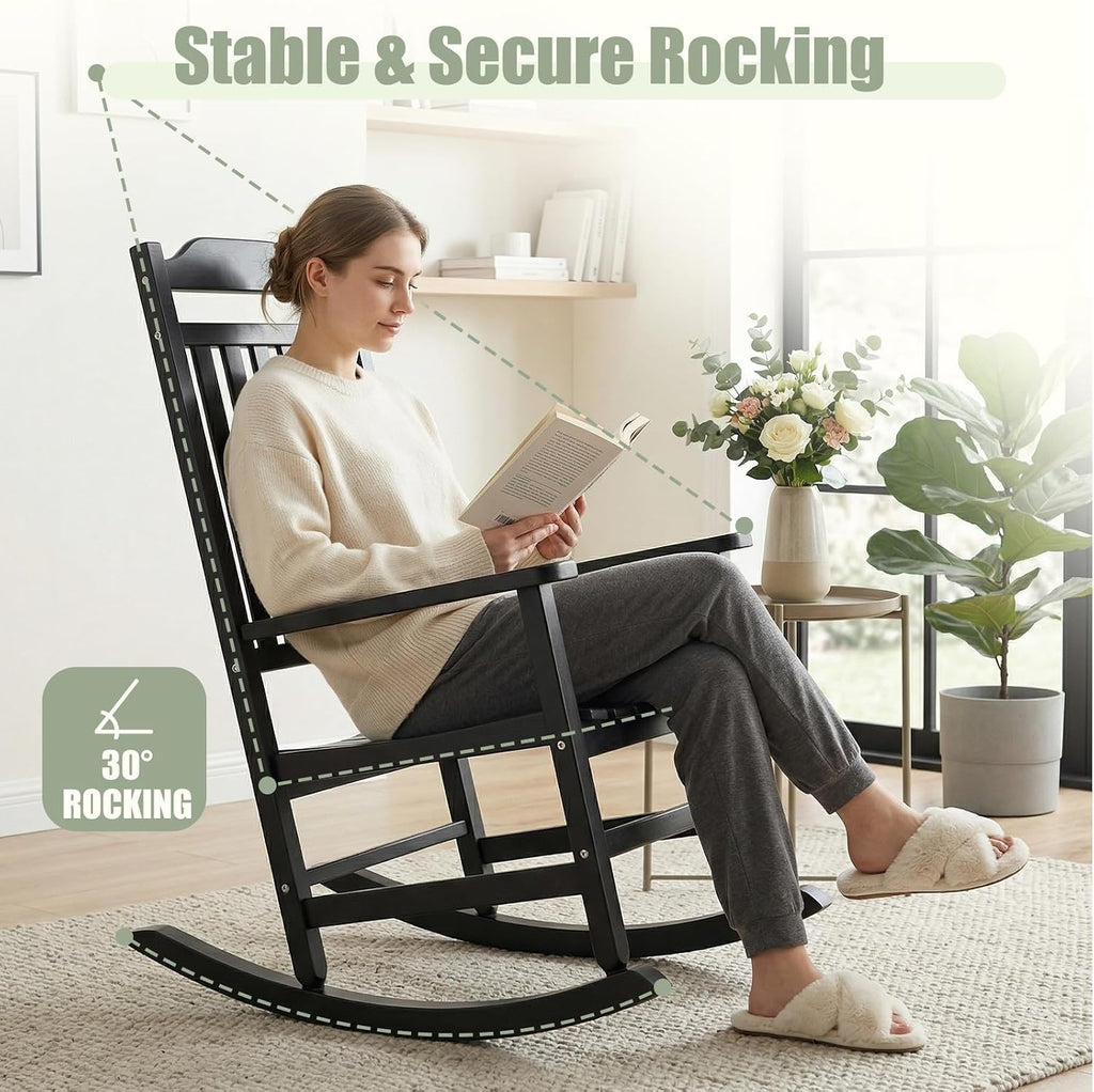 Outdoor Rocking Chairs Set of 2, Weather-Resistant Rocking Chair Ergonomic | Sturdy & Low-Maintenance Oversized Patio