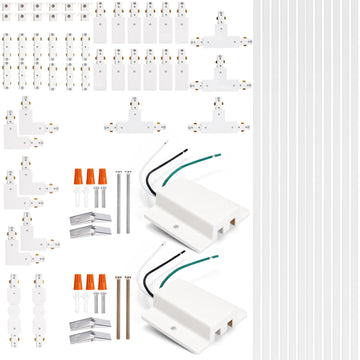 H Track Lighting Rails Kit - 40ft White Track Lighting Tracks 3 Wire with Floating Canopy Connector, L Connector, I