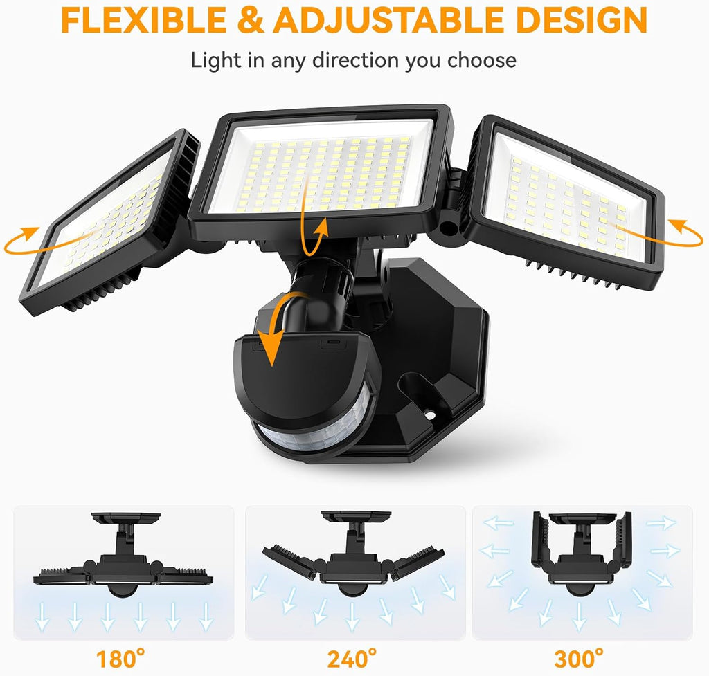 LED Security Lights Motion Sensor Light Outdoor, 7000LM, 6500K, Waterproof, Flood Light Outdoor Motion Detector with