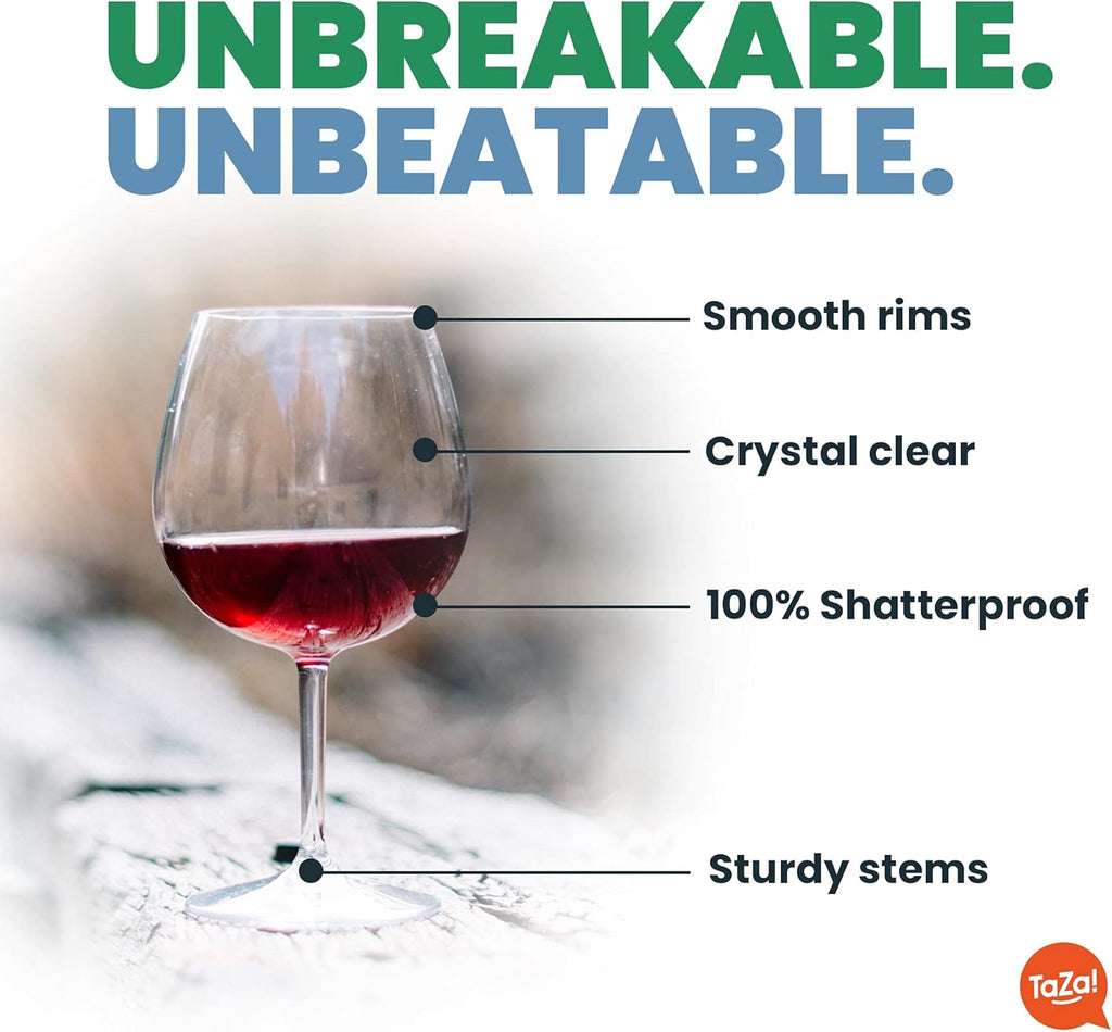 Unbreakable Red Wine Glasses with Stem 22oz Set of 2, Shatterproof Tritan Plastic Stemmed Outdoor Glasses, Reusable &