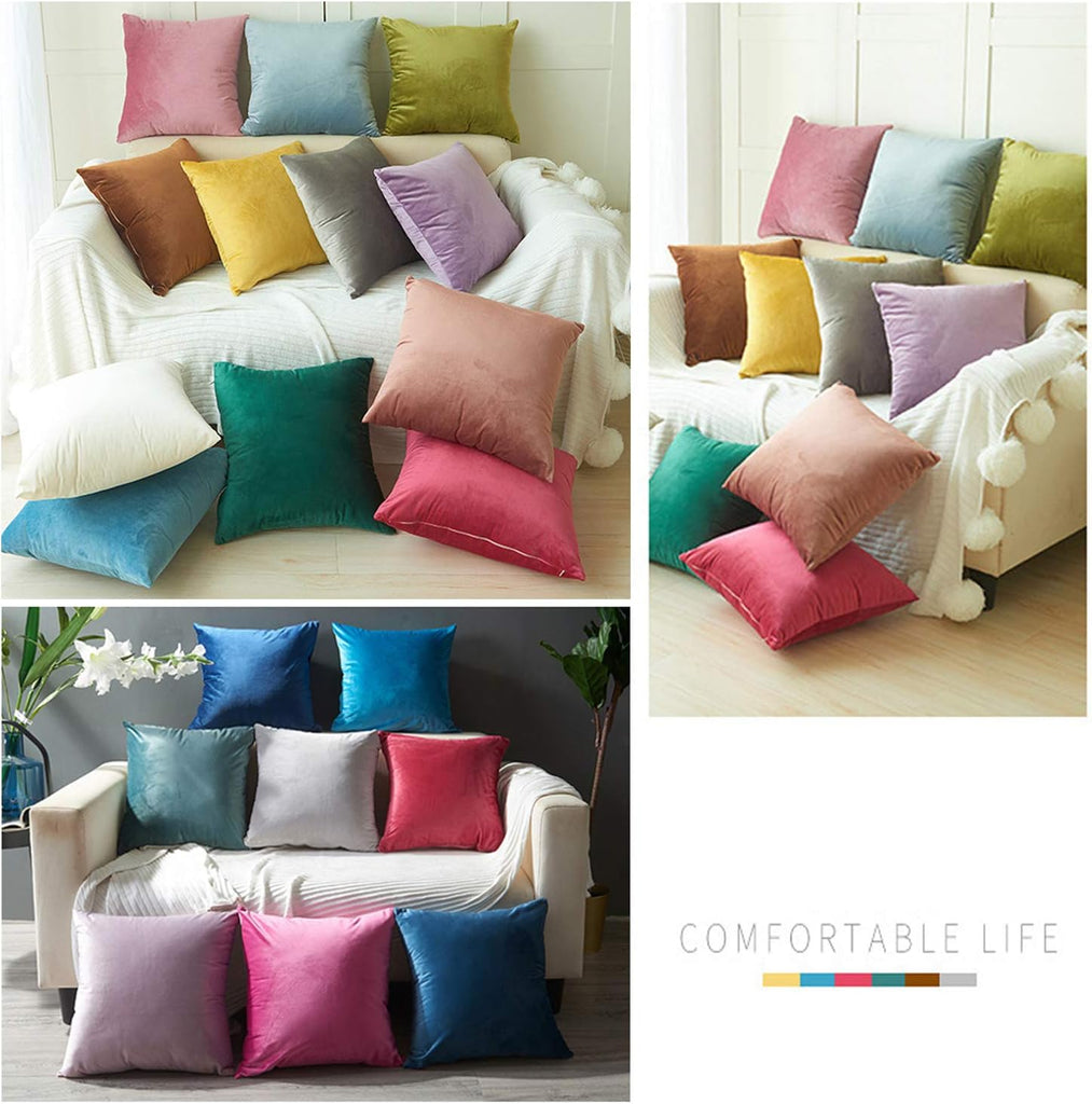 2 Pack Soft Velvet Couch Throw Pillow Covers 20x20 Inch
