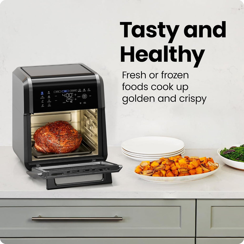 12-Quart 5-in-1 Air Fryer Oven with Digital Timer, Touchscreen, and 12 Presets - Family Size Countertop Convection