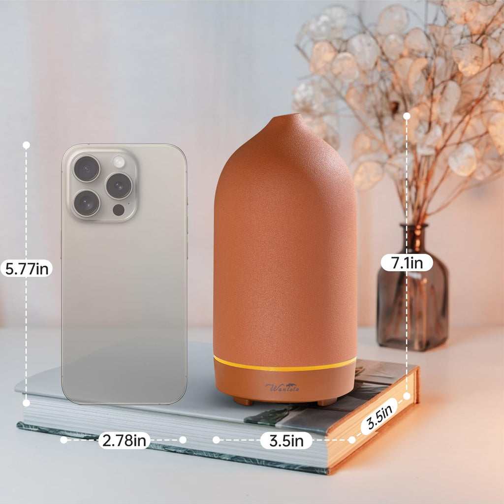 Essential Oil Diffuser, 120ml Aromatherapy Ceramic Diffusers with Auto Shut Off Function Room(Terracotta)