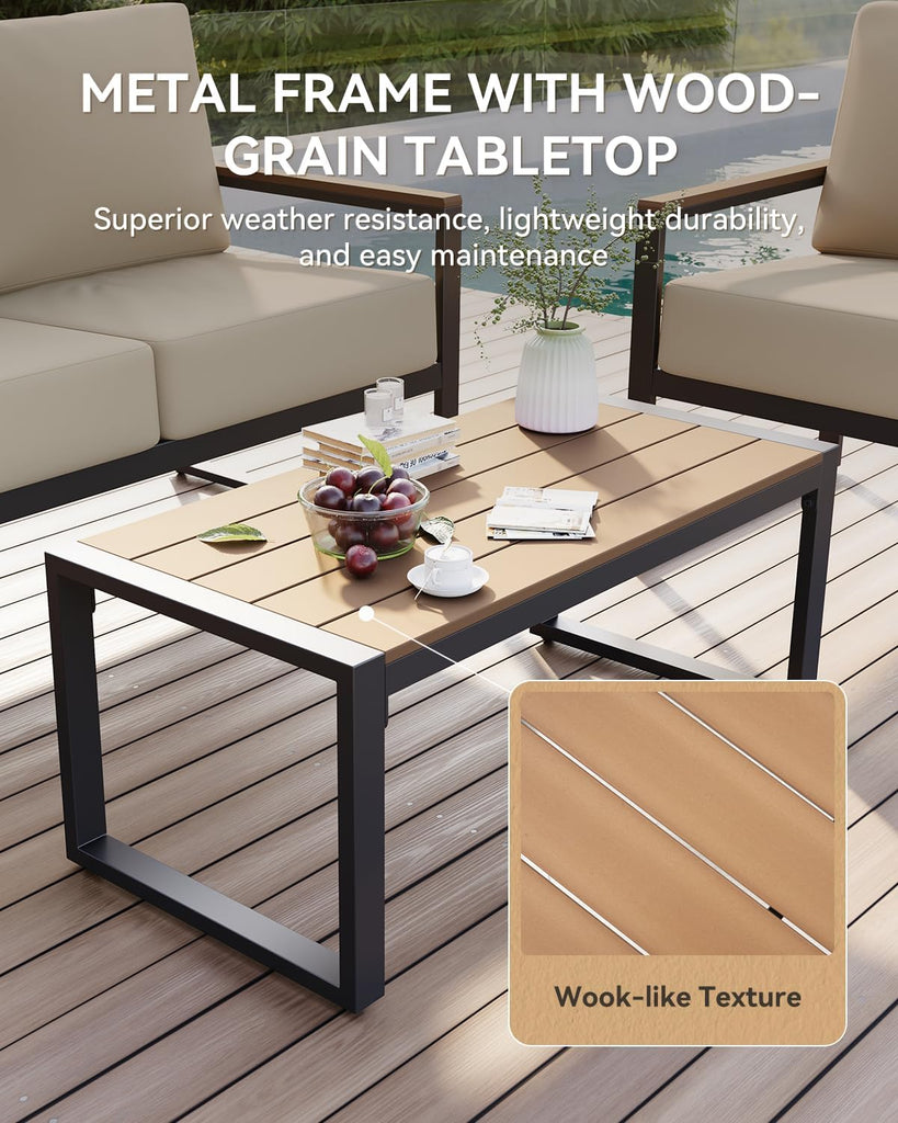 Patio Furniture Set, 4 Piece Outdoor Patio Furniture with Thick Cushions