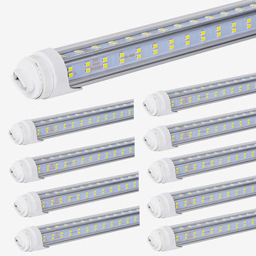 10 PCS-R17D/HO 8FT LED Bulb - Rotate V Shaped, 5000K Daylight 100W, 14500LM, 110W Equivalent F96T12/DW/HO, Clear