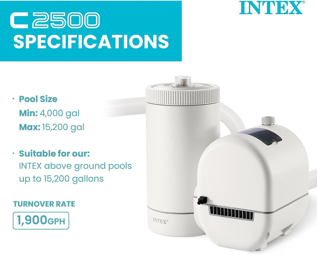 Krystal Clear 2,500 GPH Cartridge Filter Pump for Above Ground Pools | 26633EG - For Swimming Pools: 4,000 to 15,200