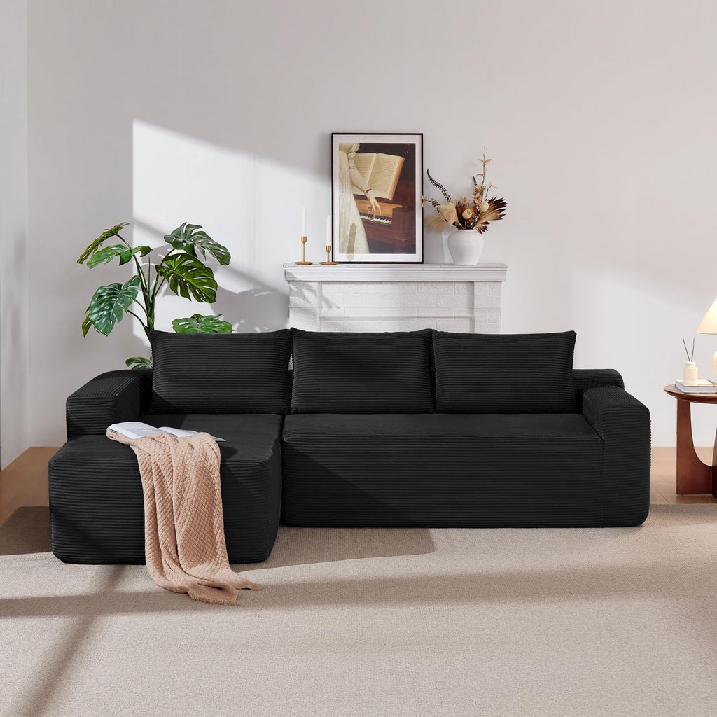 97" Cloud Couch Sectional, L Shaped Boneless Couch Sectional Couches for Living Room