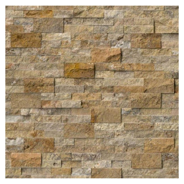 Scabos Travertine Splitface Stacked Ledger Wall Panel 6 in. x 24 in. Natural Stone Tile for Accent Walls Kitchen