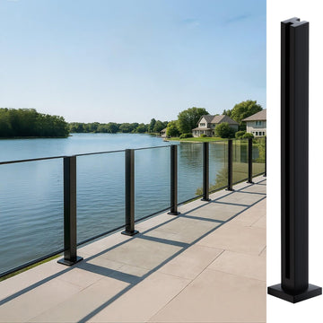 Heavy-Duty Glass Railing Post, 304 Stainless Steel Glass Railing with Spigot Slots & Sturdy Base, Balcony, Stairway