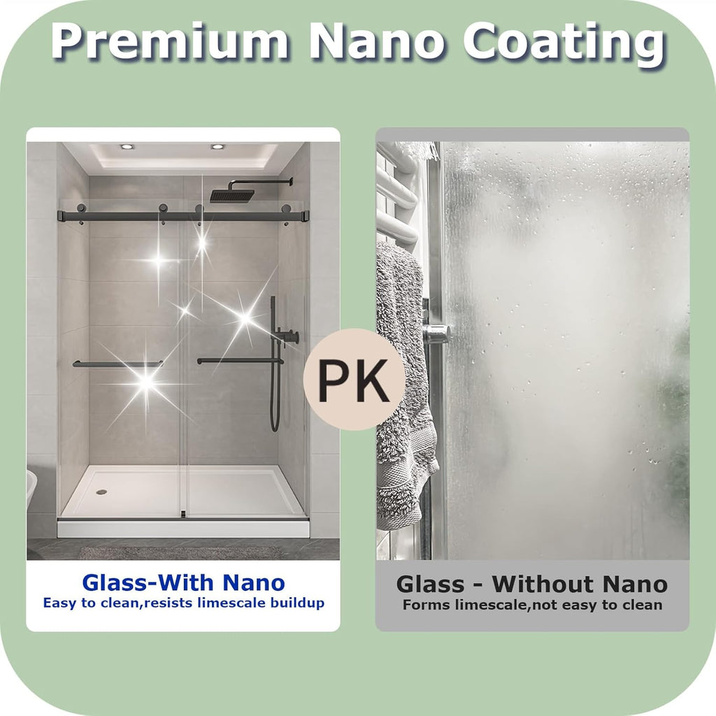 55"-60" W x 76" H Frameless Sliding Shower Door, Double Sliding Shower Door, 5/16"(8mm) Clear Tempered Glass