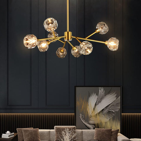 Sputnik Chandeliers for Dining Room Light Fixture Over Table, Modern Crystal Chandeliers, 9 Lights Gold Lighting Fixtures for Living Room Bedroom Kitchen Island A116-B0BJV55QYF