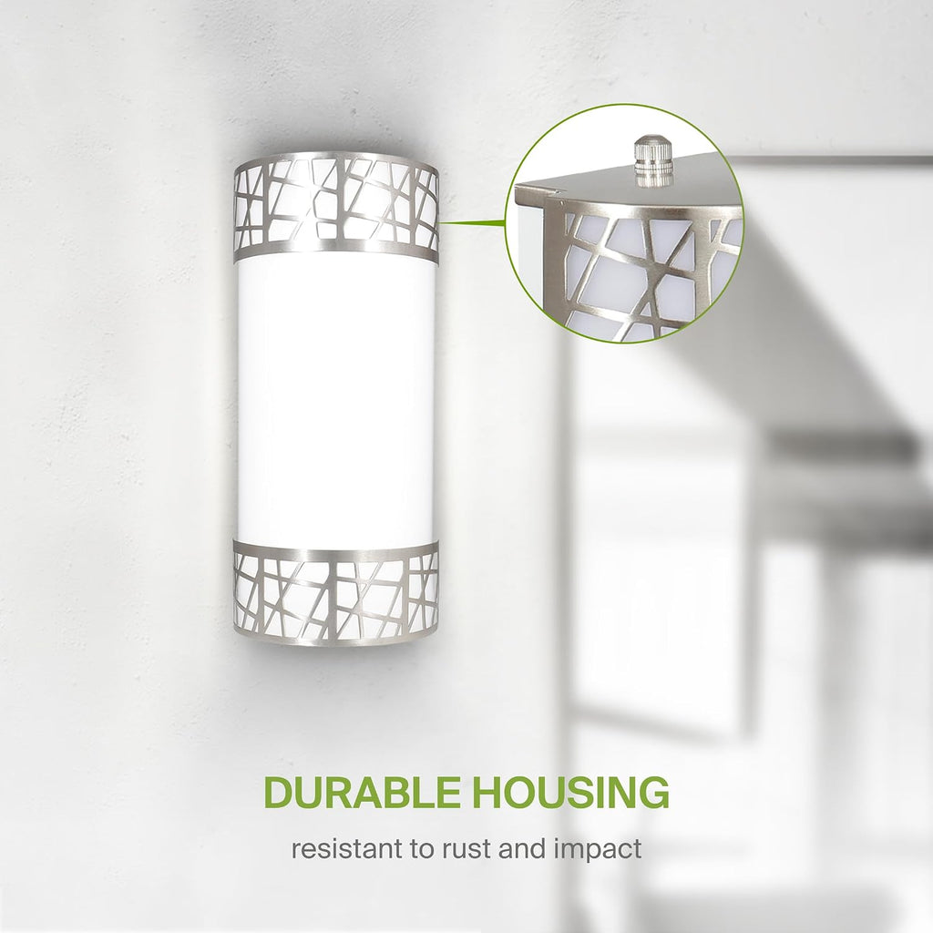 12 Inch LED Indoor Wall Sconce - Brushed Nickel Modern Dimmable 15W 2700K-5000K Adjustable Wall Mounted Light