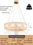 Alabaster Chandelier Round,Modern Drum Chandeliers,Spanish Marble Pendant Light Fixture for Living Room,Dining Room,Bedroom,Foyer,Kitchen Island,D32 inchs,12-Lights G9 A125-B0F5WXLSNY