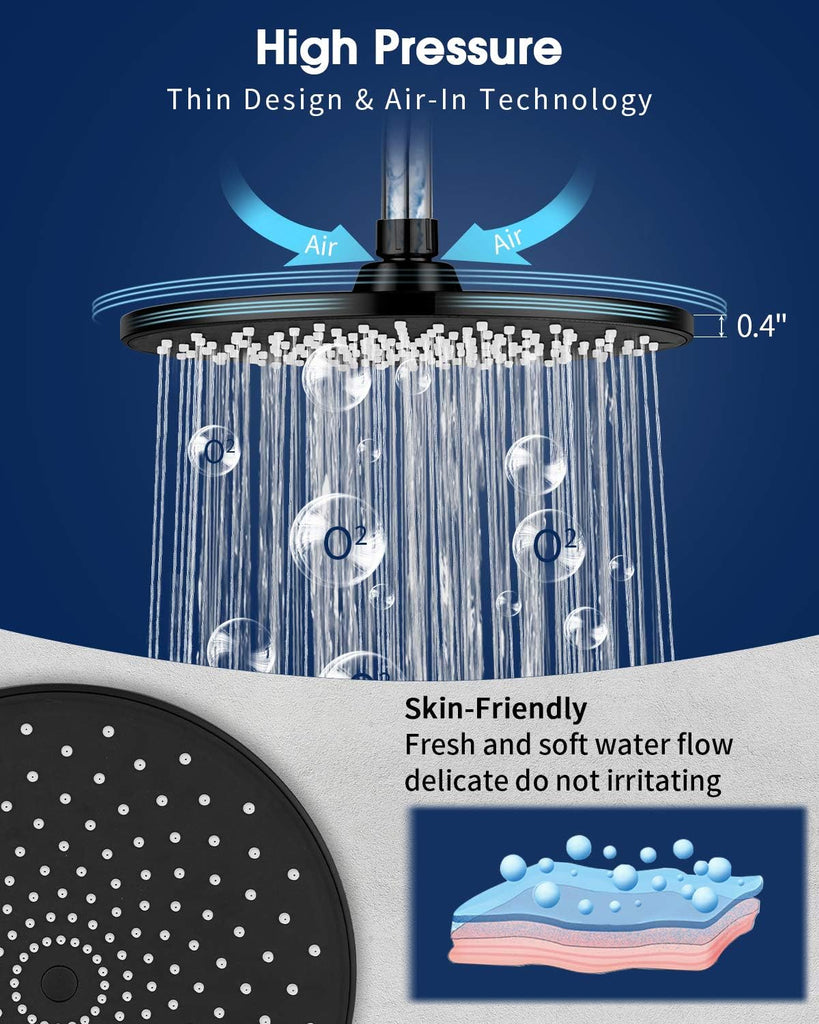 Rain Shower Head VMASSTONE 9In High Pressure Showerhead