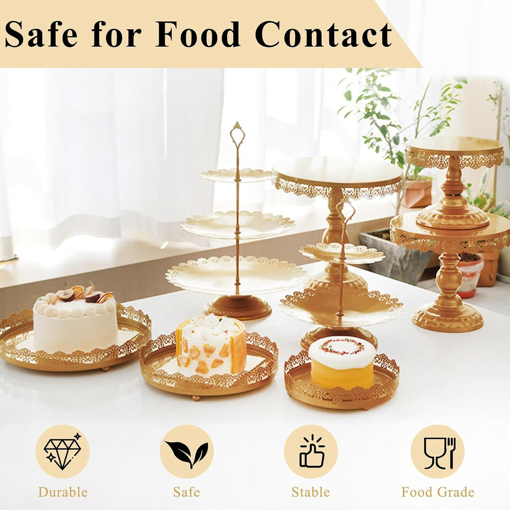 Set of 9 Cake Stands Metal Cupcake Stand Set Multiple Styles Candy Fruit Display Tower Dessert Plate Cake Serving
