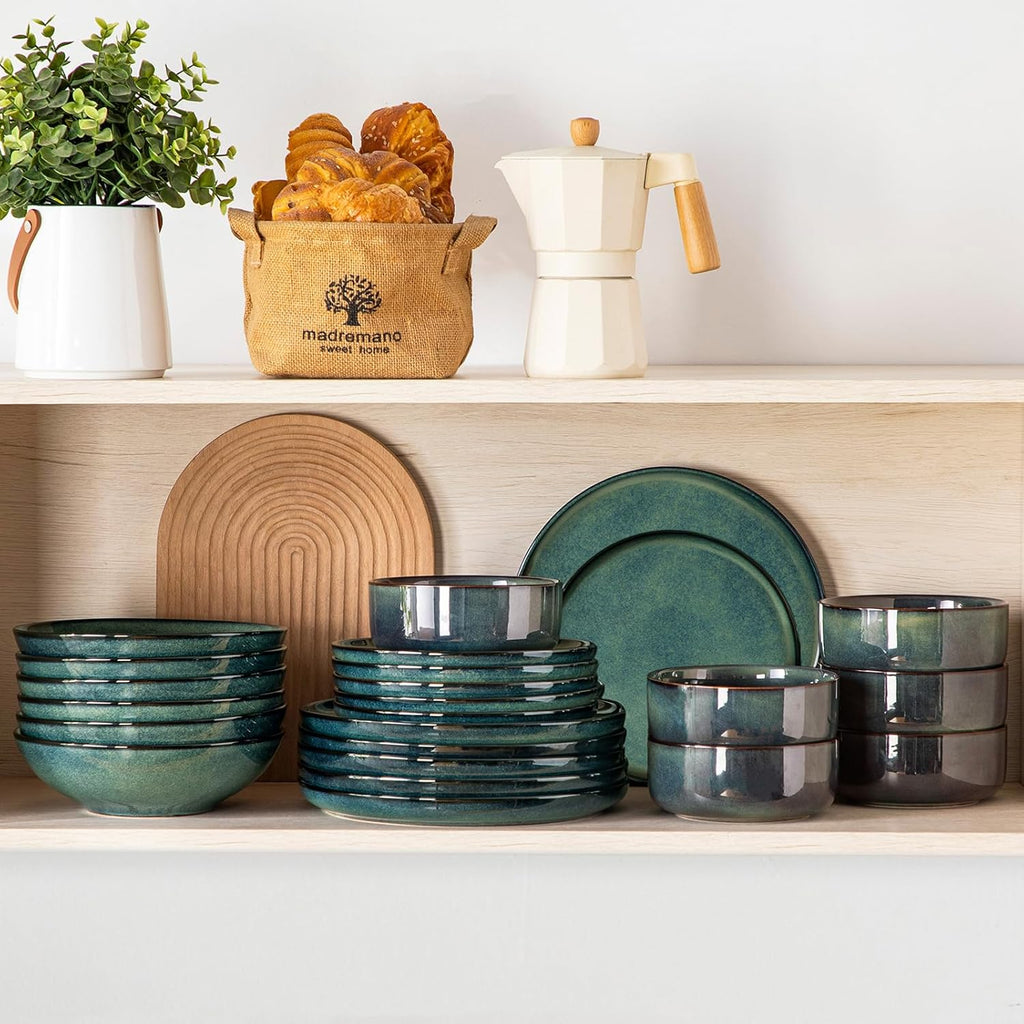 Starry Plates and Bowls Sets for 6, 24 Pieces Dinnerware Sets