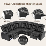 ANJ Modular Power Recliner Set: 5-Seat Home Theater Seating,3 Seat Recline Sofa and Loveseat (Center Console & Fixed