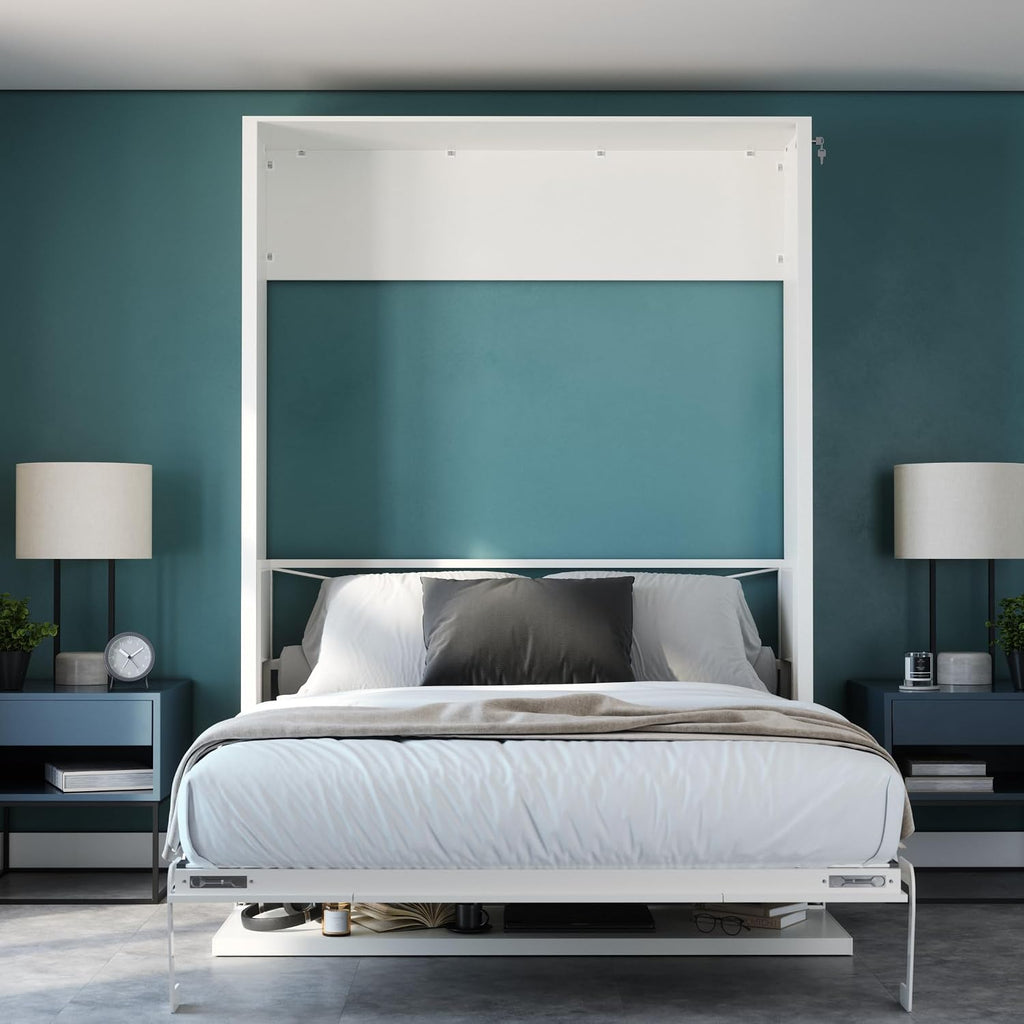 Queen Murphy Bed with Desk | Engineered & Solid Wood Construction | Smooth Painted Finish - No Melamine Used