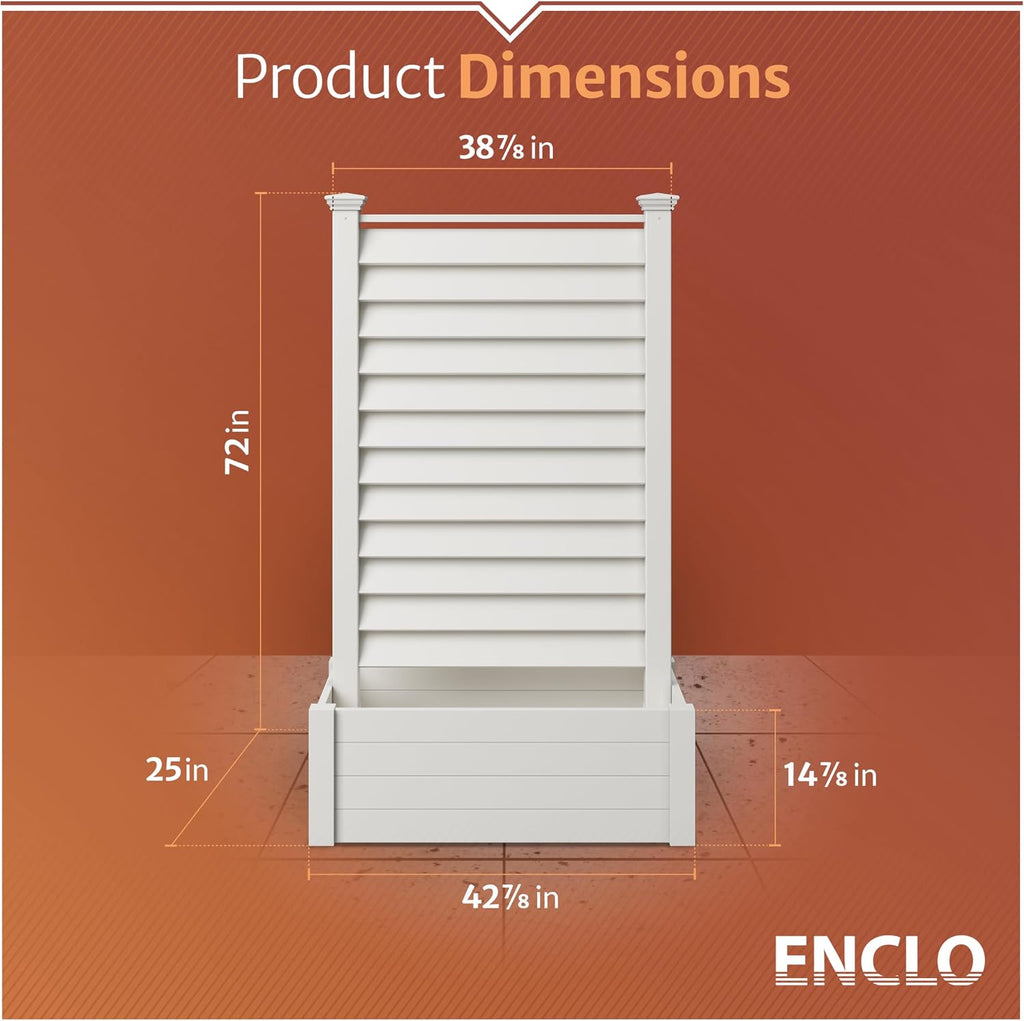 6ft H Outdoor Freestanding 1 Privacy Fence Screen Panel with Planter Box for Deck, Yard, Pool, or , Vinyl Raised