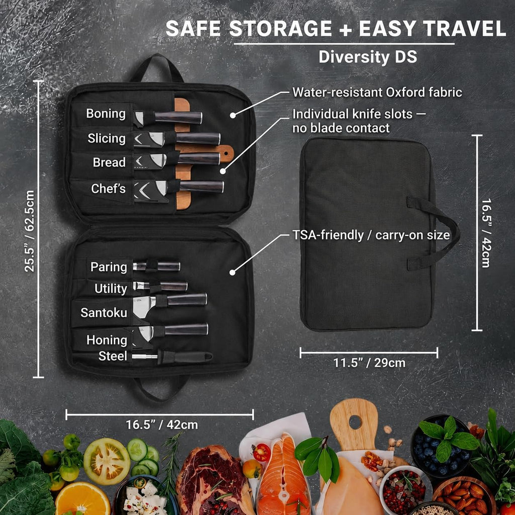 Japanese Kitchen Knife Set with Bag, 20-Piece Professional Chef Knife Set, High Carbon Stainless Steel Knives, Travel