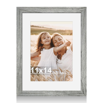 11x14 Picture Frame with Real Glass Wood Frame, 1 Pack (Mat 8x10)