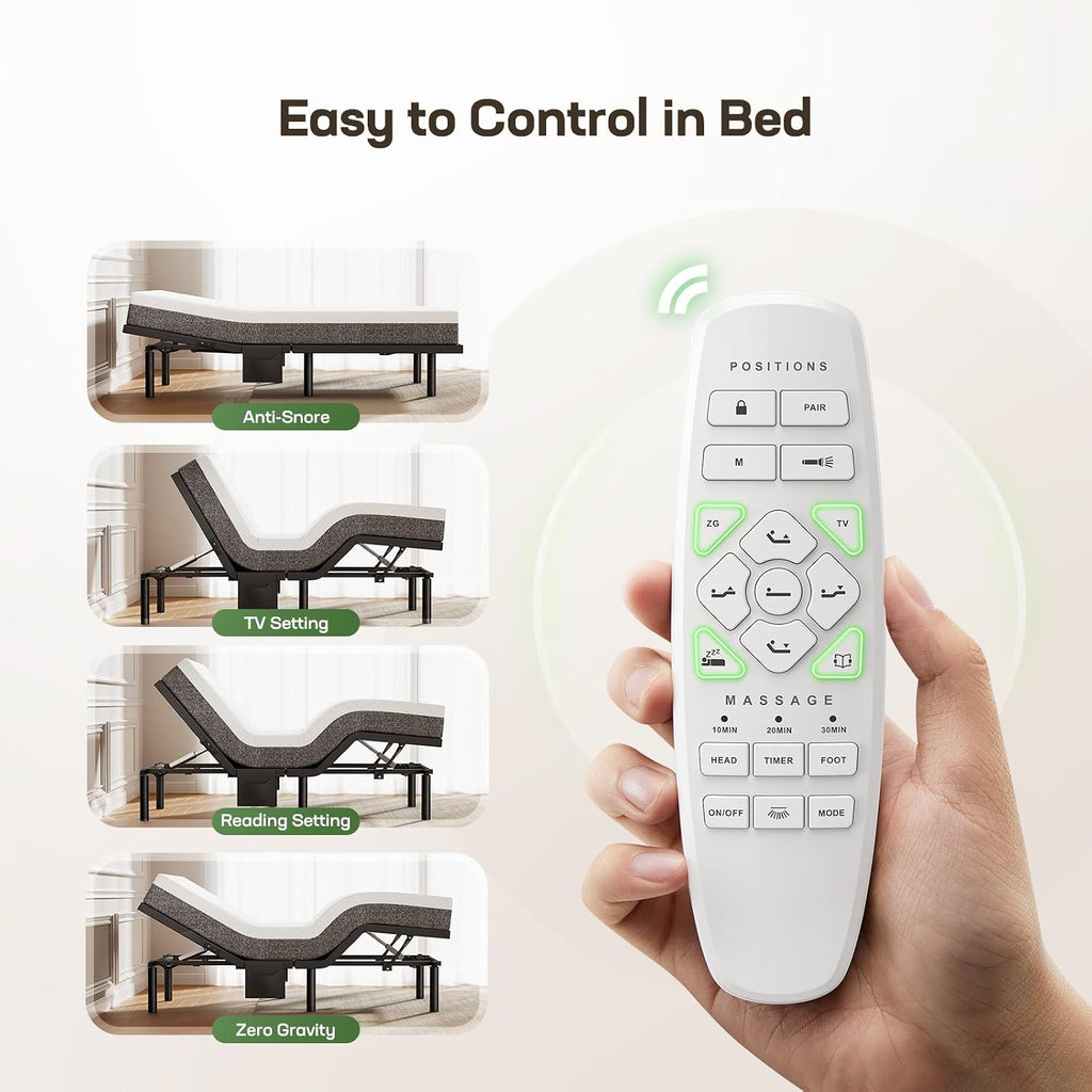 Split King Adjustable Bed Frame, Electric Bed App Control & Massage