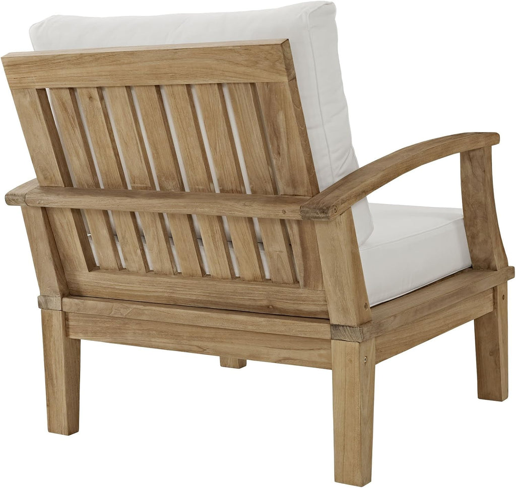 Marina Premium Grade A Teak Wood 9-Piece Outdoor Patio Furniture Set in Natural White