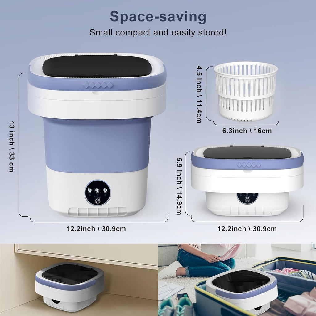 Portable Washing Machine, 12L Upgraded Mini Washing Machine With Spin Basket, Foldable Washer Cleaning for Underwear