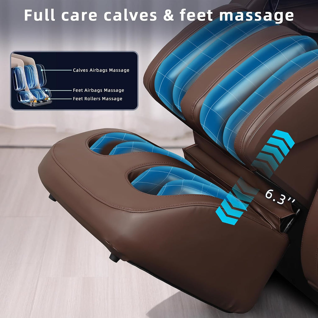 A303C 4D Massage Chair Full Body, Zero Gravity, 55" SL Track, Brown | App and touchscreen control, body scan, 12