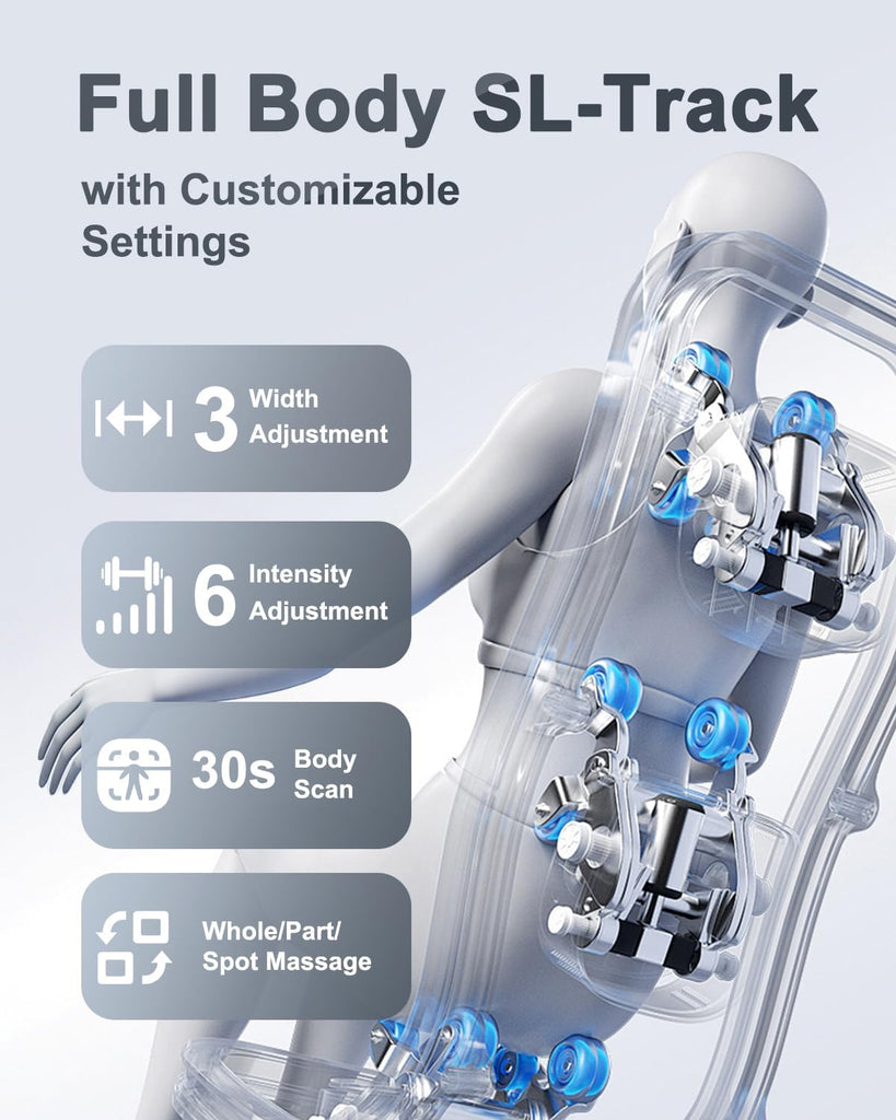 Massage Chair Full Body Zero Gravity 54" SL-Track Shiatsu Recliner | Body Scan, Adjustable 18 Modes, Auto Extending