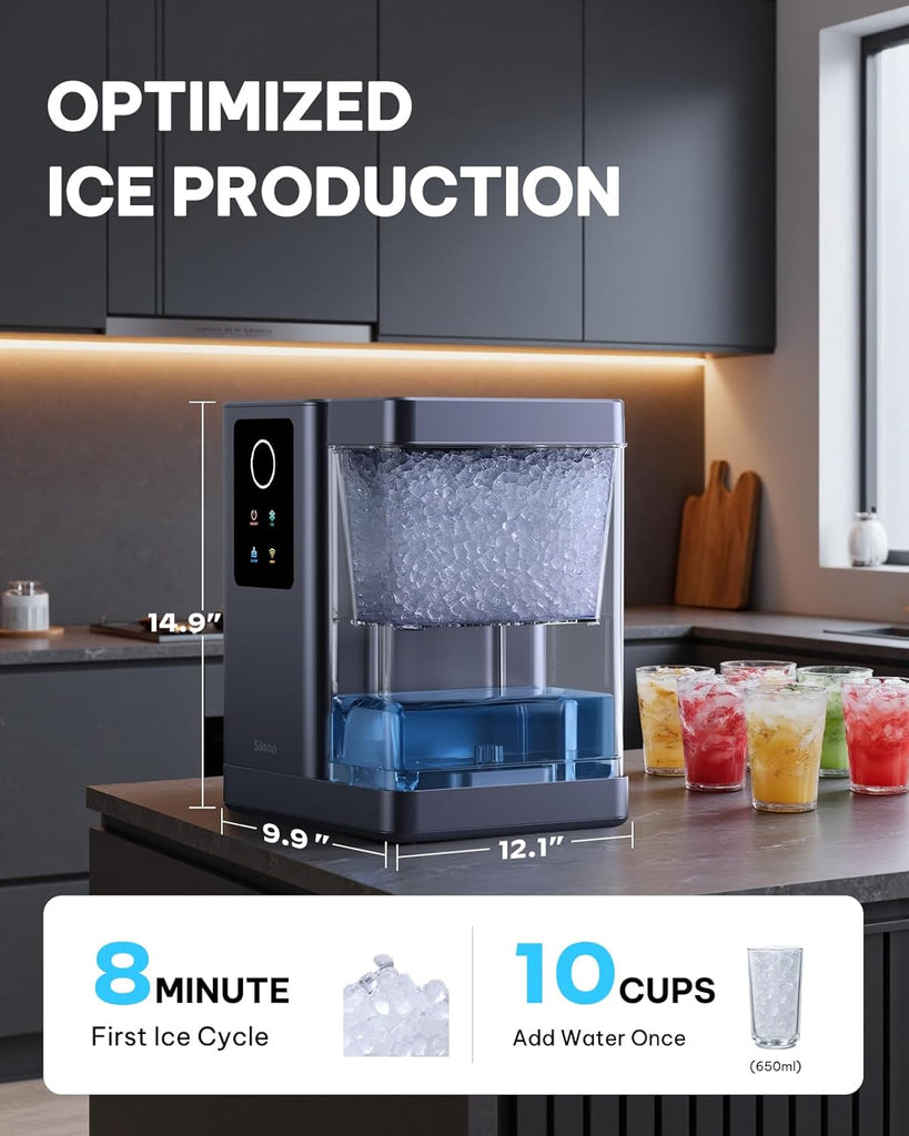Nugget Ice Maker Countertop with APP & Voice Control, Self Cleaning Ice Machine with 3L Large Water Tank, 40 lbs/24H