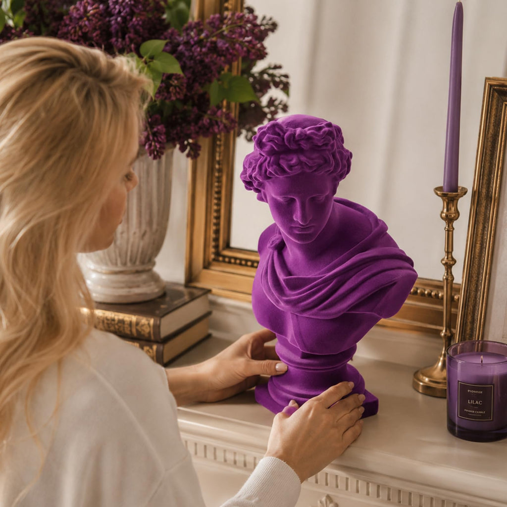 11.5" Apollo Bust Statue with Soft Flocked Finish