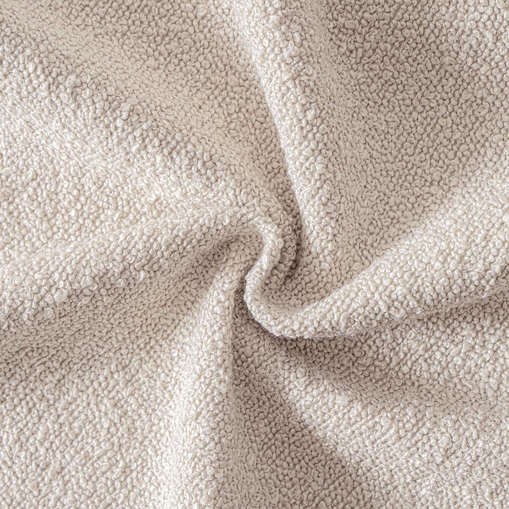 Textured Boucle Throw Pillow Cover Beige Accent Solid Lumbar Pillow Case Decorative Soft Pack of 1 Couch Cushion