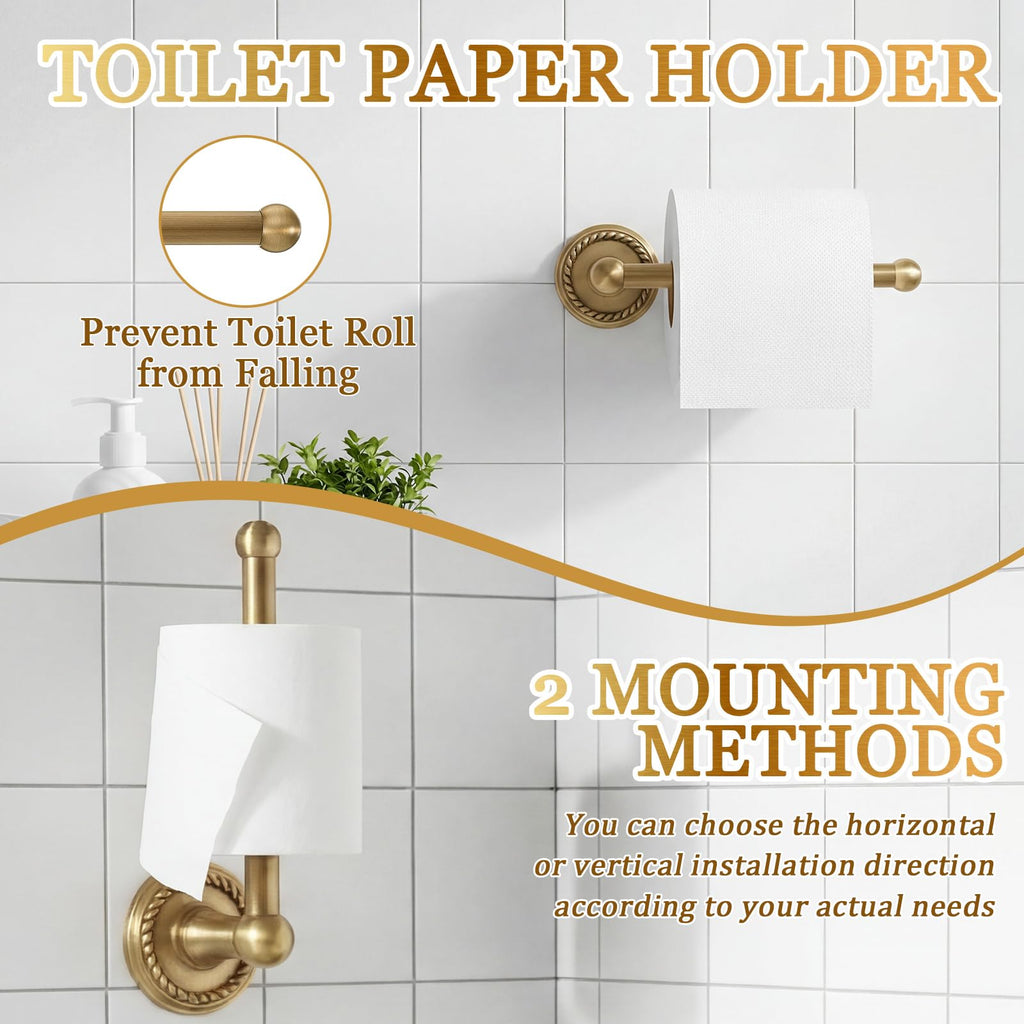 4 Pcs Antique Brass Gold Bathroom Accessories Set