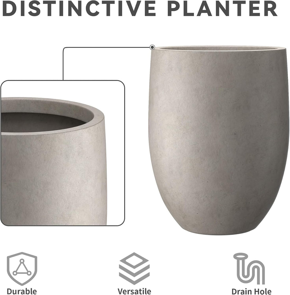 Modern Home Minimalist 21.7" Tall Weathered Concrete Bullet Planter | Minimalist, Handcrafted, Modern Decor