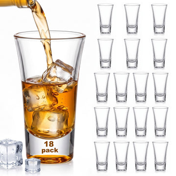 18 Pack 2 oz Shot Glasses, Clear Shot Cups with Heavy Base