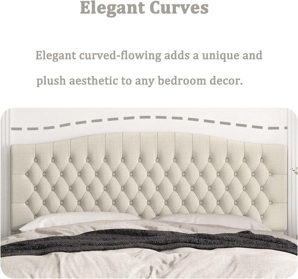 King Headboard Only, Upholstered Headboard King for Adjustable Bed Linen Tufted Wall Mounted Head Board with Solid