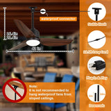 42 Inch Waterproof Gazebo Fans with Lights Outdoor Hanging - Plug in Remote App Control for Patio Indoor Farmhouse Porch - 6 Speed Reversible DC Motor Walnut A101-B0F4NJHP76