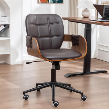Desk Chair for Small Office, Mid Century Modern Desk Chair, Walnut Finish