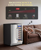 60 Cans 24" Dual Zone Wine & Beverage Refrigerator - Under Counter Cooler with U