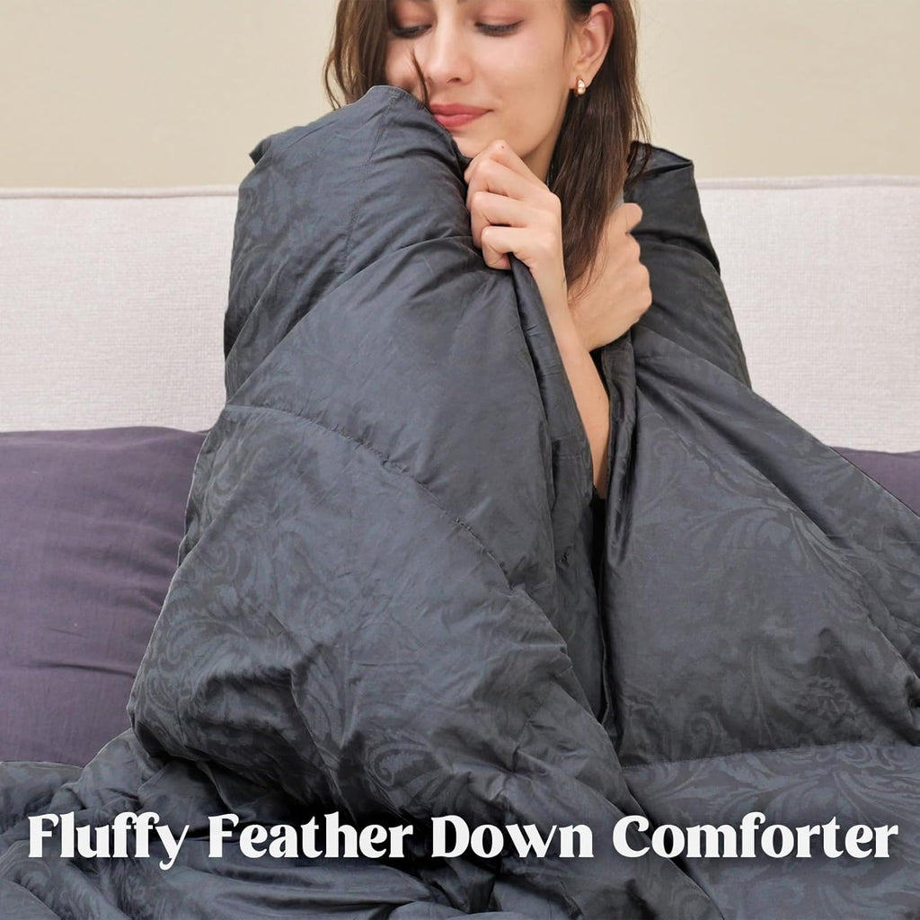 Goose Feather Down Comforter Full, All Season Luxury Hotel Fluffy Duvet Insert