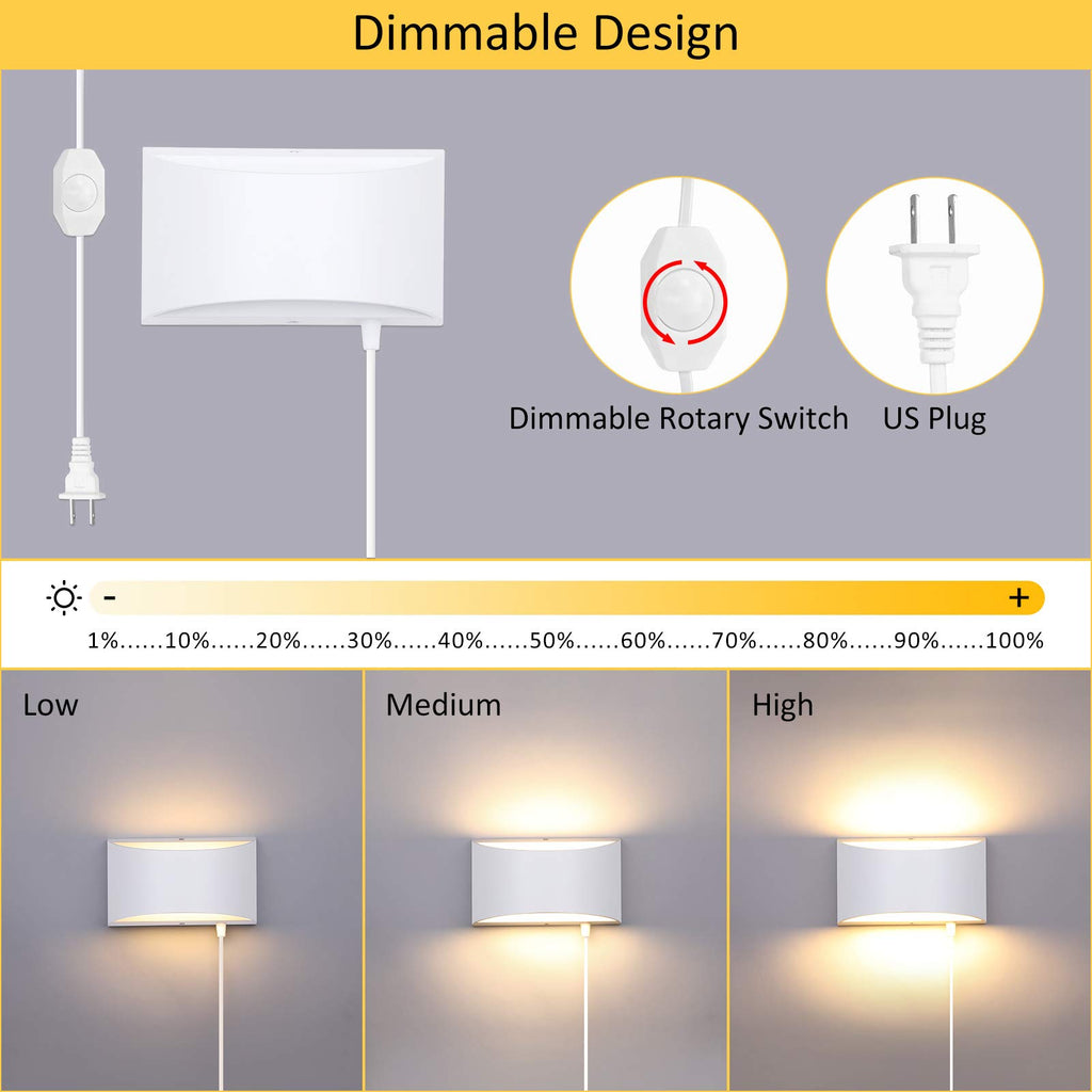 Plug in Wall Sconces LED, Warm White, Dimmable