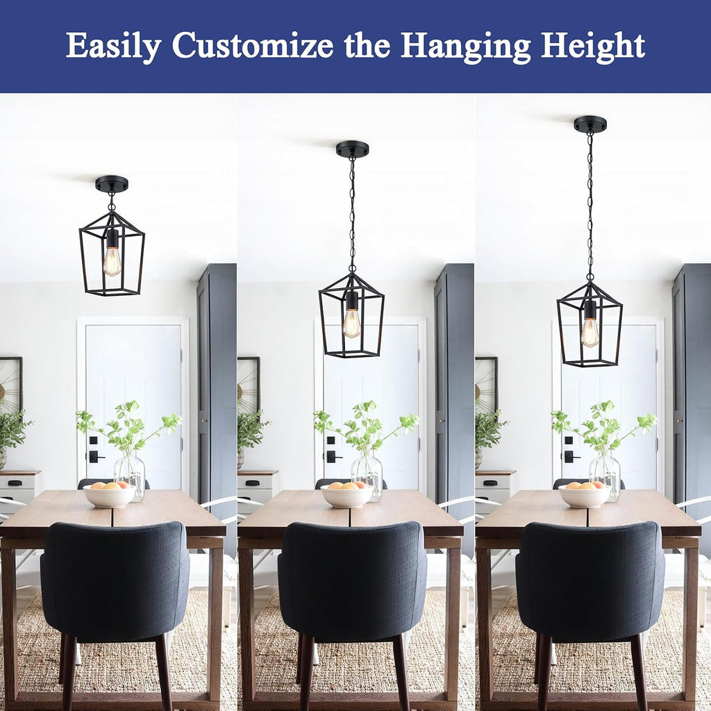 2-Pack Farmhouse Pendant Lights Kitchen Island, Black Pendant Light Fixtures Hanging Lamp for Dining Room, Modern