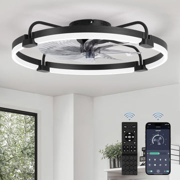 Ceiling Fans with Lights and Remote, 24'' Low Profile Ceiling Fan with Light