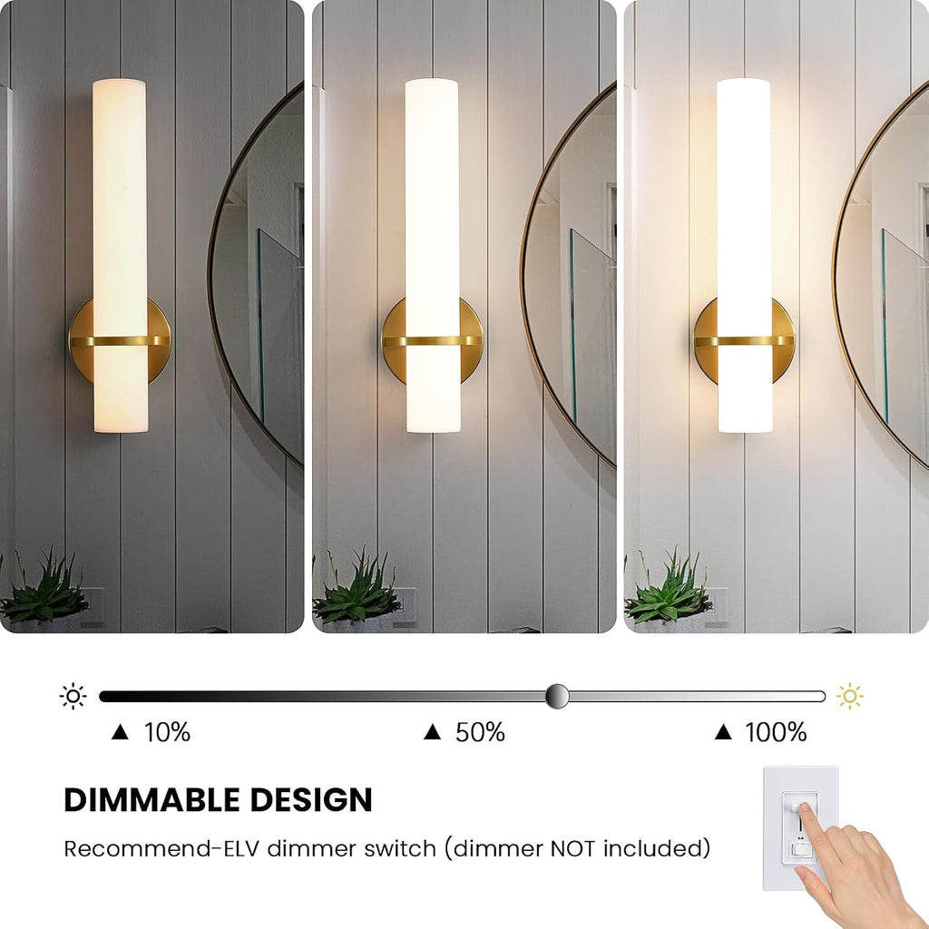 Wall Sconces - 15 inch Gold Wall Sconces Set of Two Modern Bathroom Sconce 15W Dimmable LED Wall Sconce Light with
