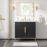 Awaken Bathroom Vanity Cabinet, 36", White Black