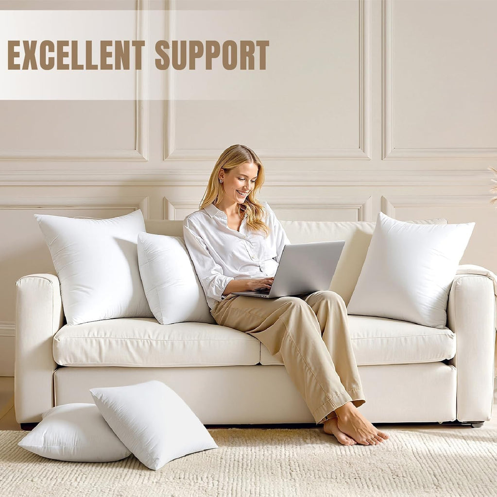 18x18 Inch Pillow Inserts-100% Cotton Cover - Set of 4