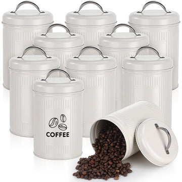 10 Pack Canisters 48oz Airtight Metal Jars with Lids Farmhouse